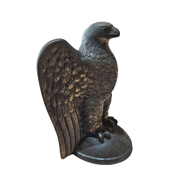 Rare Antique Solid Brass Flagstaff Eagle Dark Acadia Rustic Statue Patriotic - Picture 2 of 5